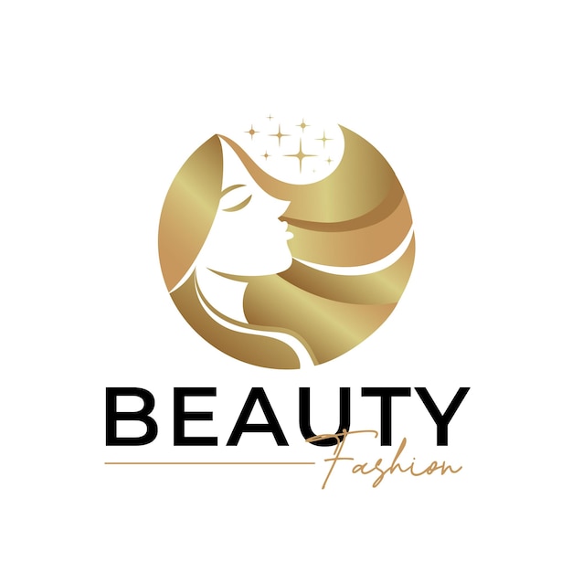 woman beauty gold logo template