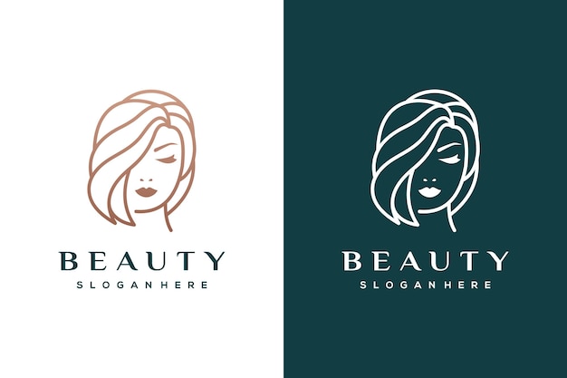 Woman beauty logo design for salon hair and spa design template