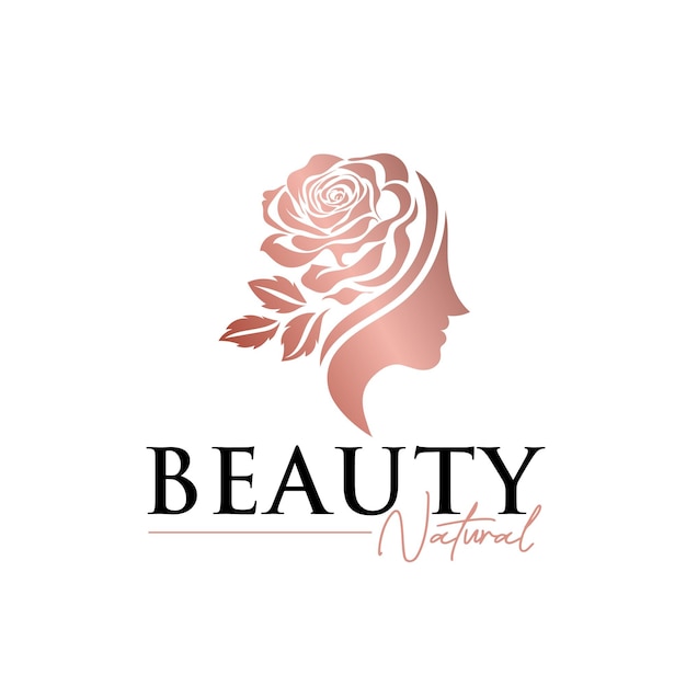 woman beauty rosegold logo template