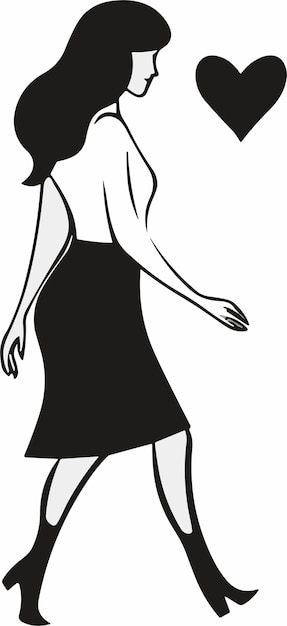 A woman in a black dress is walking away.