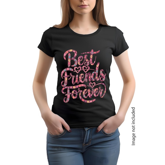 Vector a woman in a black shirt with the best friends forever