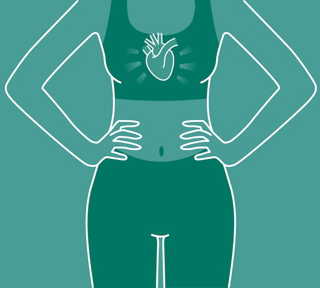 Woman body and heart organ