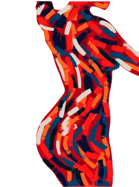 Woman body oil painting Brush stroke handdrawn illustration