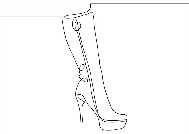 woman boot shoes one line