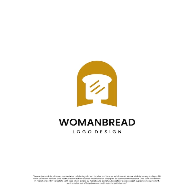 Woman bread logo design on isolated background woman head combine with slice bread logo concept