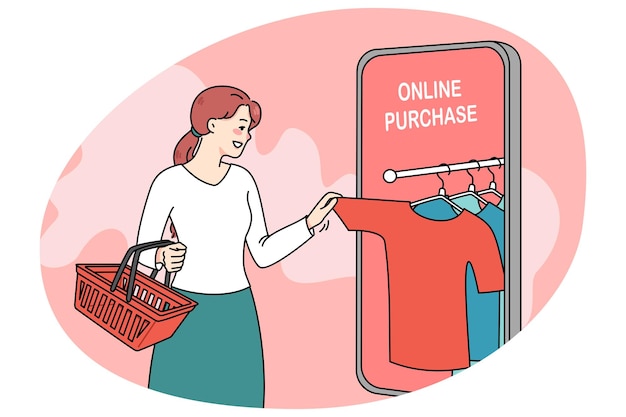 Woman buyer shopping online on smartphone