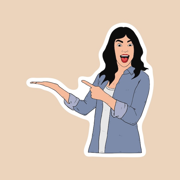 Vector woman by pointing and introducing