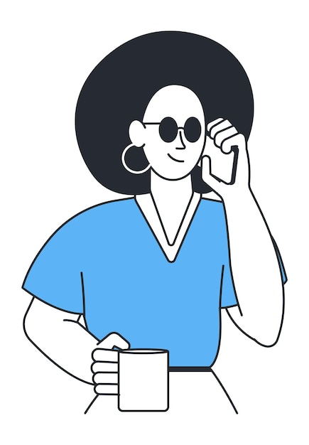 Woman calling home from vacation. Girl in sunglasses and sun hat talking on phone