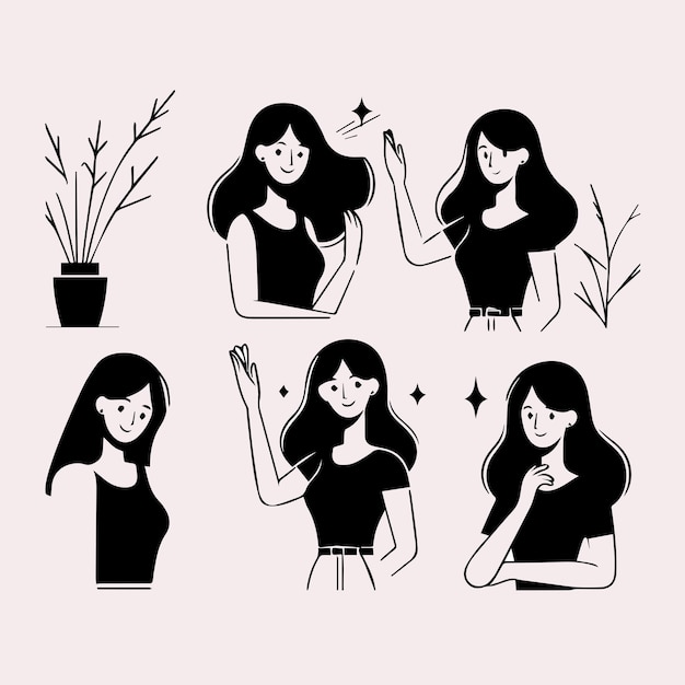 Woman Caracter Set Vector illustration