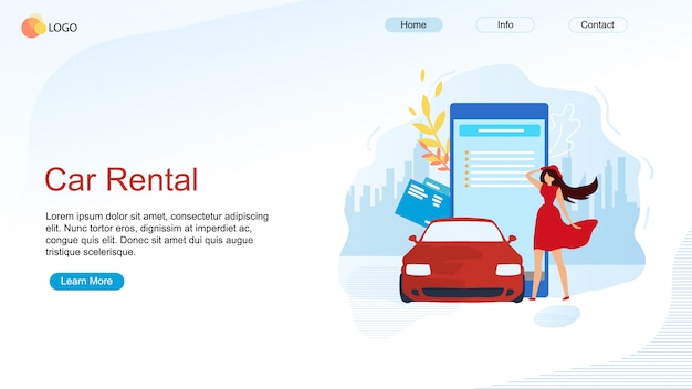 Woman Character Ordering Vehicle landing page