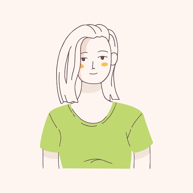 Woman character portrait in flat style hand drawn illustration concept