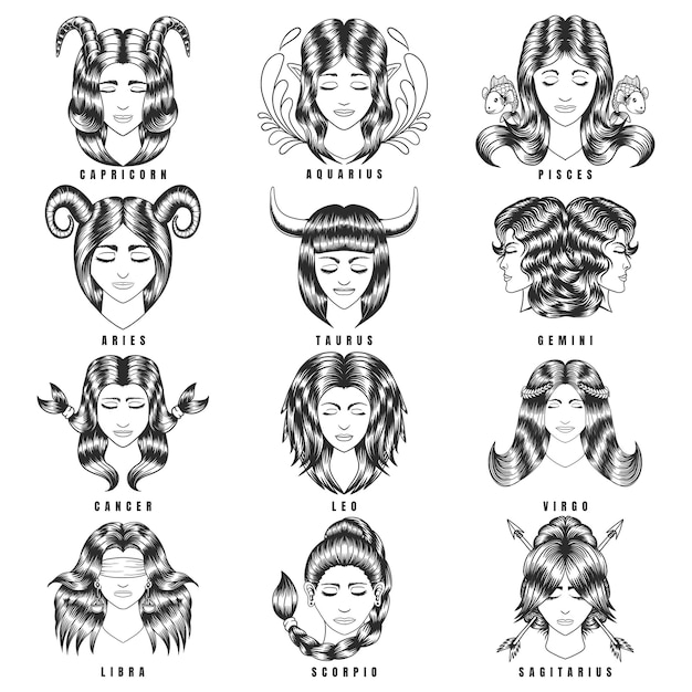 Woman character zodiac vector illustration