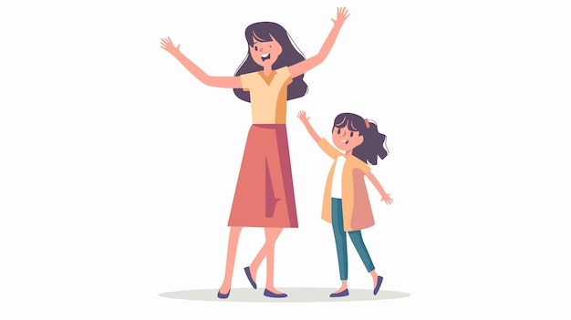 Vector a woman and a child are happy and happy vector art illustration