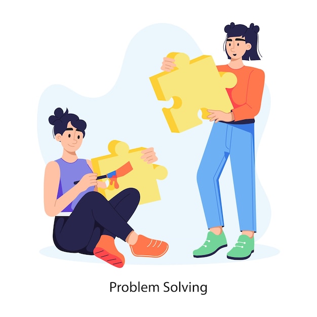 Vector a woman and a child are holding puzzle pieces