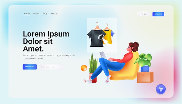 Woman choosing clothes on laptop online shopping concept horizontal