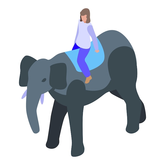 Vector woman in a circus costume is riding an elephant