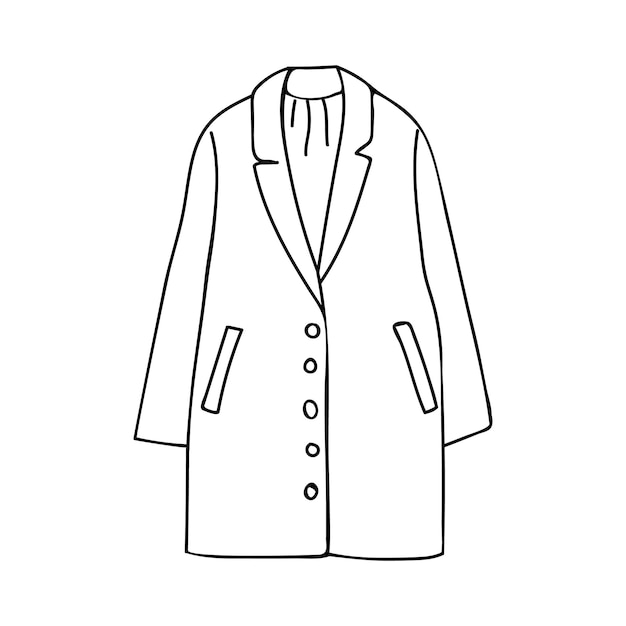 Woman coat doodle illustration. Hand drawn coat illustration in vector