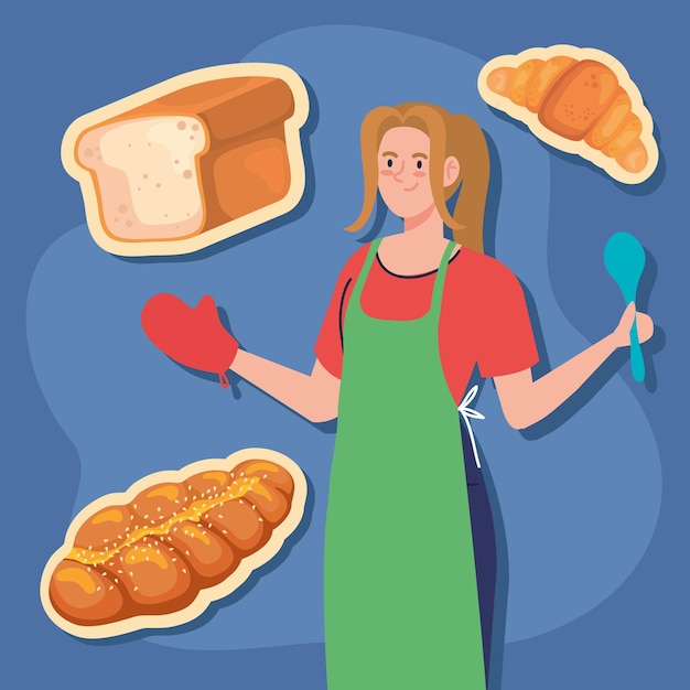 Woman cooking bread