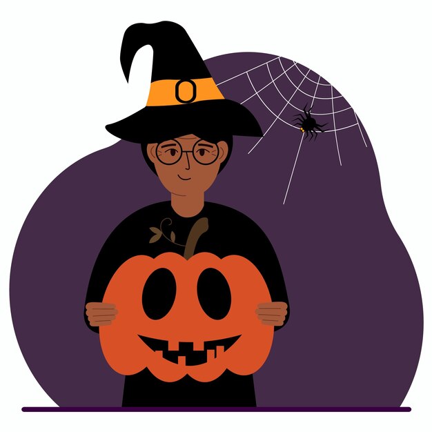 A woman in a costume for the celebration of halloween Poster for Happy Halloween celebration