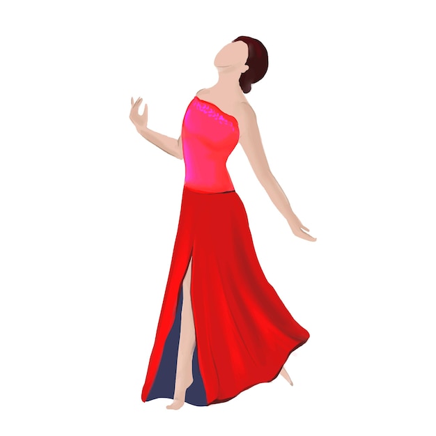 Woman dancing ballroom dancing school prom wedding dance vector illustration