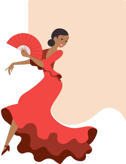 Woman dancing flamenco in Spanish traditional dress