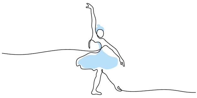 Woman dancing one line drawing minimalist elegant design