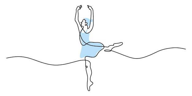 Woman dancing one line drawing minimalist elegant design