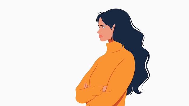 Woman in Despair and Isolation Flat Vector Illustration