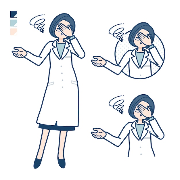 A woman doctor in a lab coat with Discouraged head images