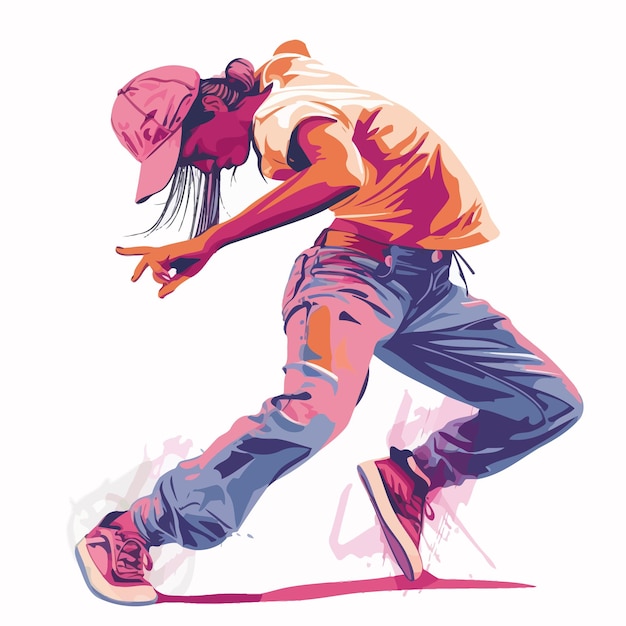 Vector woman_doing_breakdance_vector_isolated_on_white