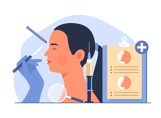 Woman Doing Rhinoplasty Surgery Concept Illustration