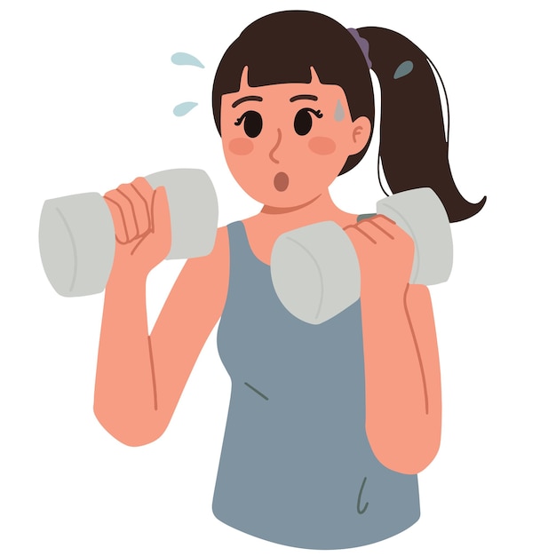 Woman doing a weight lifting sport and work out illustration