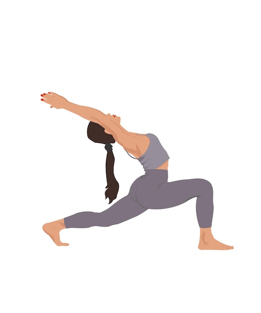 Woman doing yoga.Cute vector illustration in flat style. Woman practicing yoga.