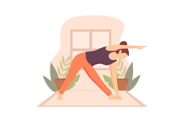 Woman Doing Yoga Flat Design Illustration