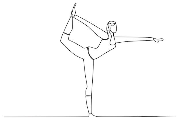 A woman doing yoga outdoors Park activities oneline drawing