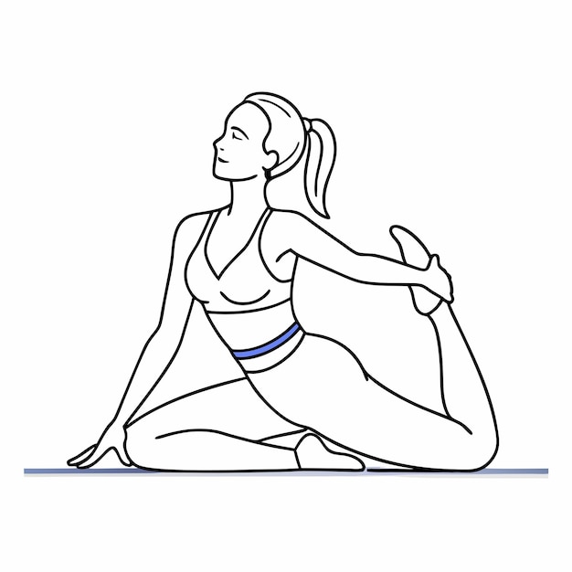 a woman doing yoga pose line art illustration