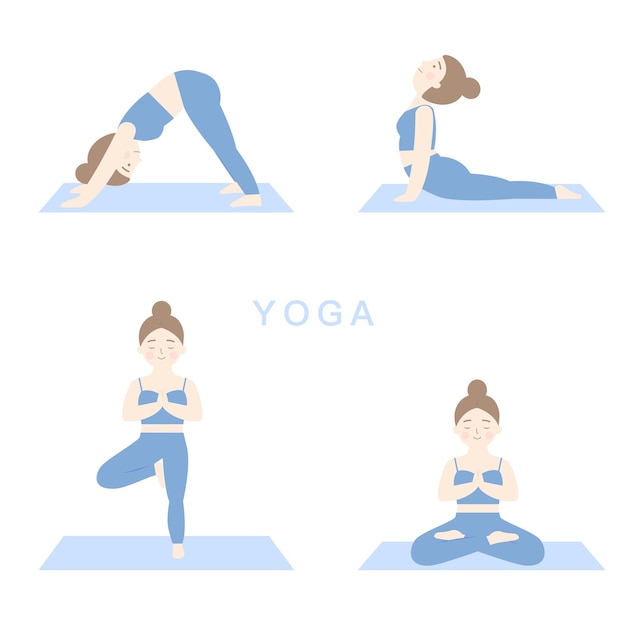 Woman doing yoga in various pose