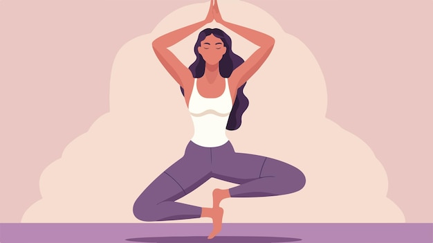 Vector a woman doing yoga with her hands in the air