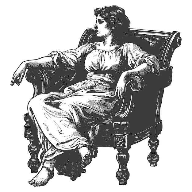 Vector a woman in a dress sitting in an armchair