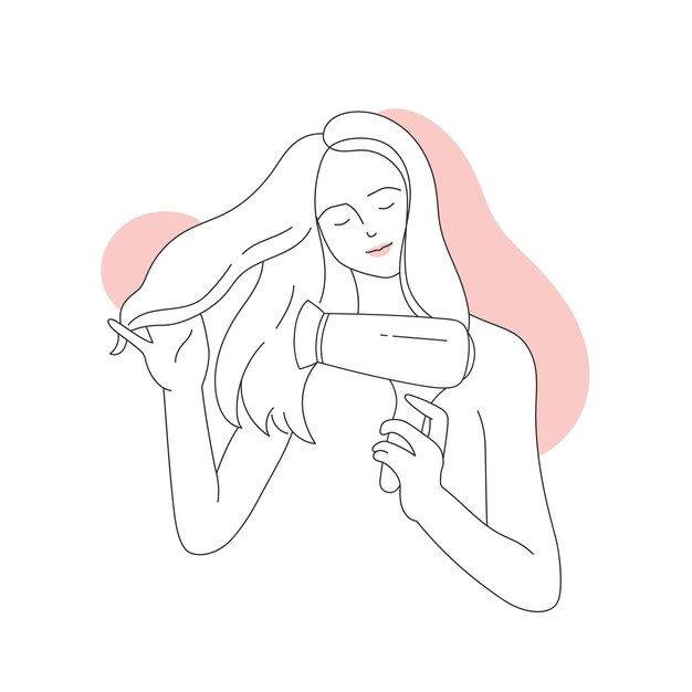 Vector woman drying her hair