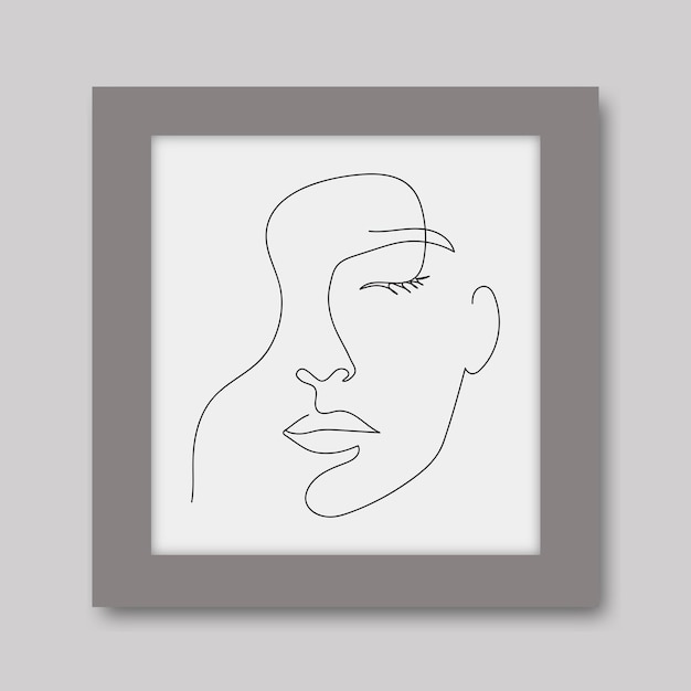 Woman face abstract drawn illustration continuous line art hand drawing