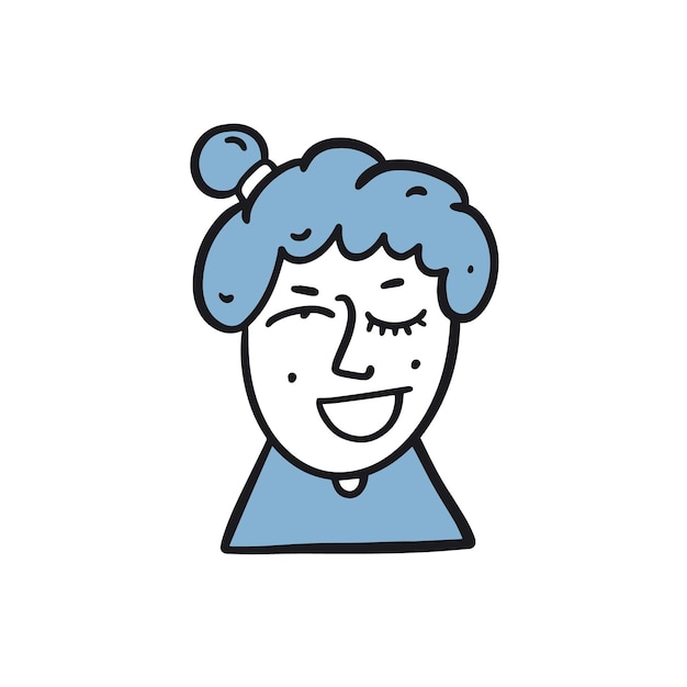 Woman face cartoon colorful character style. Avatar illustration.