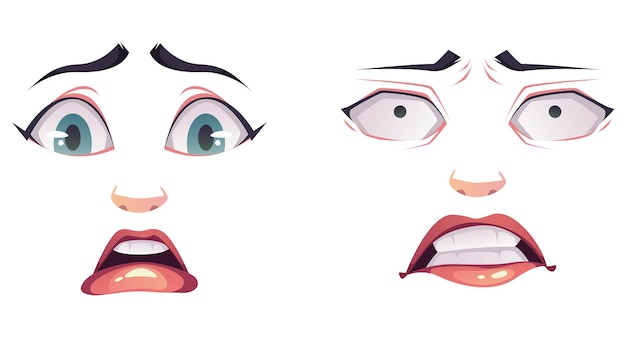 Woman face character avatar expression eye lips mouth emotions concept graphic design element