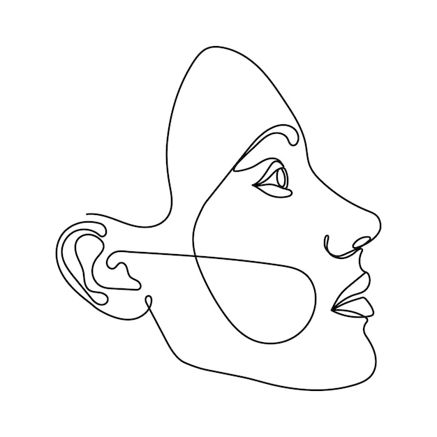 Woman face continuous line drawing. Abstract minimal woman portrait for logo, print or tattoo.