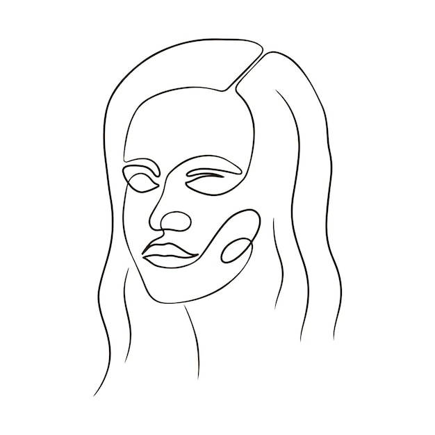 Woman face continuous line Vector illustration isolated on white background