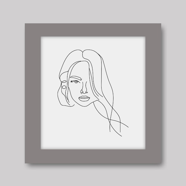 woman face illustration continuous line art hand drawing