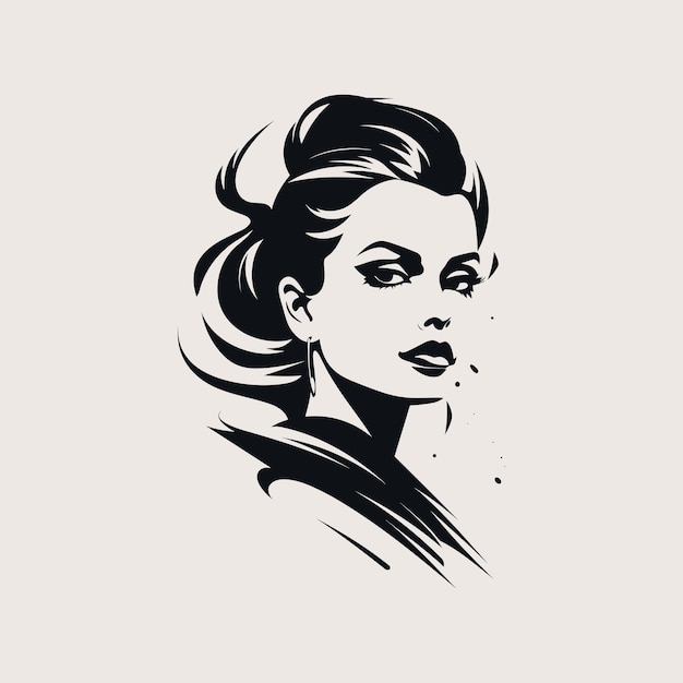 woman face logo black and white