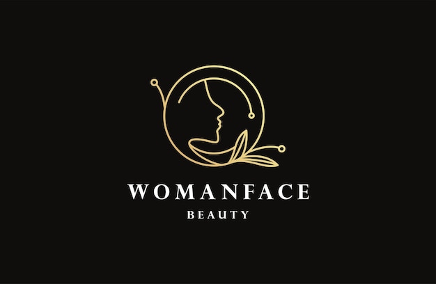 Woman face logo icon design template vector illustration