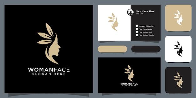 Woman face logo vector design template