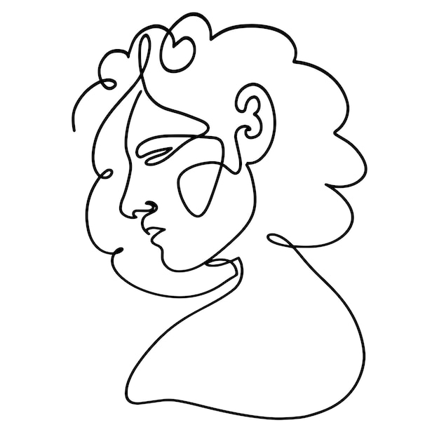 Woman face Minimalist Abstract one Line Art